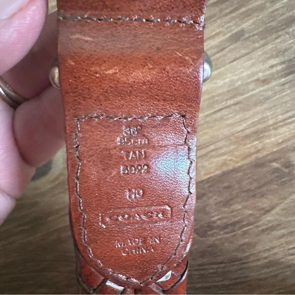 Vintage Coach Men’s Leather Braided Belt Sz 38” Solid Brass Silver Buckle 5922